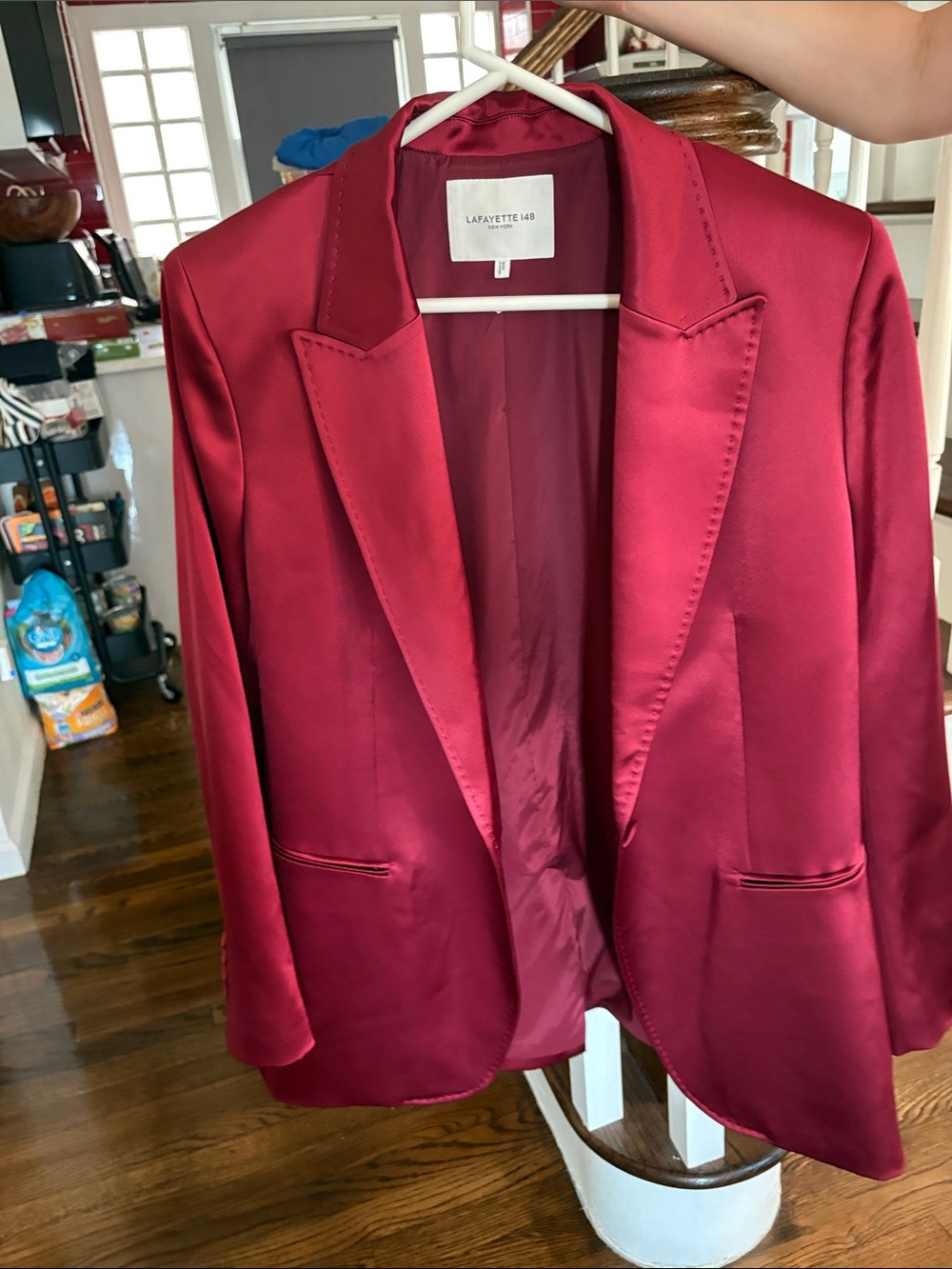 Lafayette 148 New York Burgundy Satin Tailored Blazer